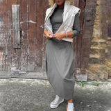 Prosta elegancka sukienka dla kobiet z kieszenią