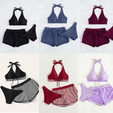 Swim Single -Colored Summer Beach Holder Bikini z szortami plażowymi