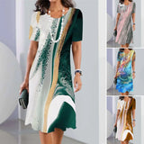 🔥【Kup 1, a 1 otrzymasz gratis】👗【XS-5XL】2025 seksowna sukienka damska z okrągłym dekoltem i nadrukiem