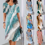 🔥【Kup 1, a 1 otrzymasz gratis】👗【XS-5XL】2025 seksowna sukienka damska z okrągłym dekoltem i nadrukiem