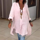 🔥Gorące 30% zniżki🔥Letnia bawełniana koszula z lnianym dekoltem w serek